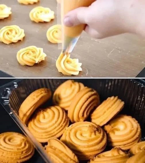 Delicious butter piped cookies arranged on a platter