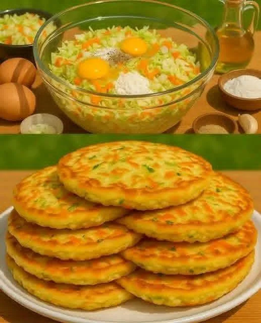Crispy cabbage pancakes served on a plate with herbs garnish