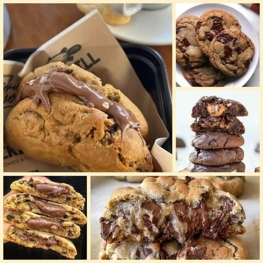 Freshly baked chocolate chip cookies on a cooling rack