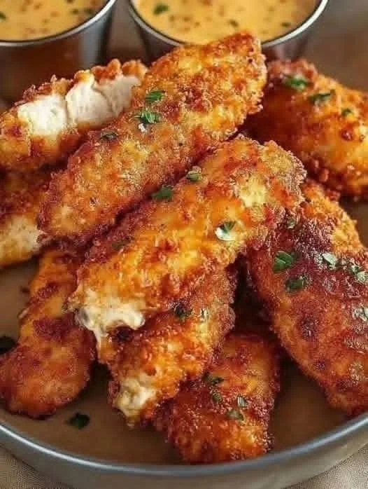 Crispy chicken tenders served with a variety of dipping sauces