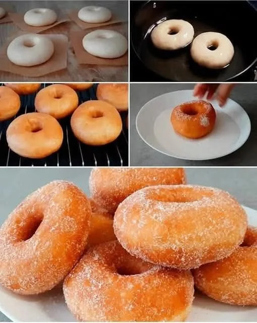 Freshly baked doughnuts on a plate, perfect for breakfast or dessert