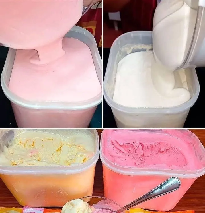 Homemade easy ice cream in a bowl with toppings