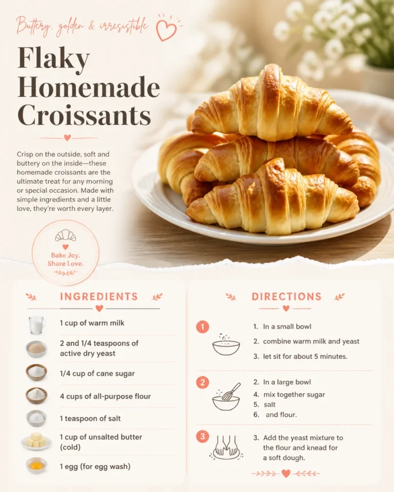 Delicious flaky homemade croissants fresh out of the oven