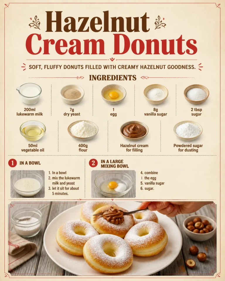 Delicious hazelnut cream donuts with a soft texture and rich filling