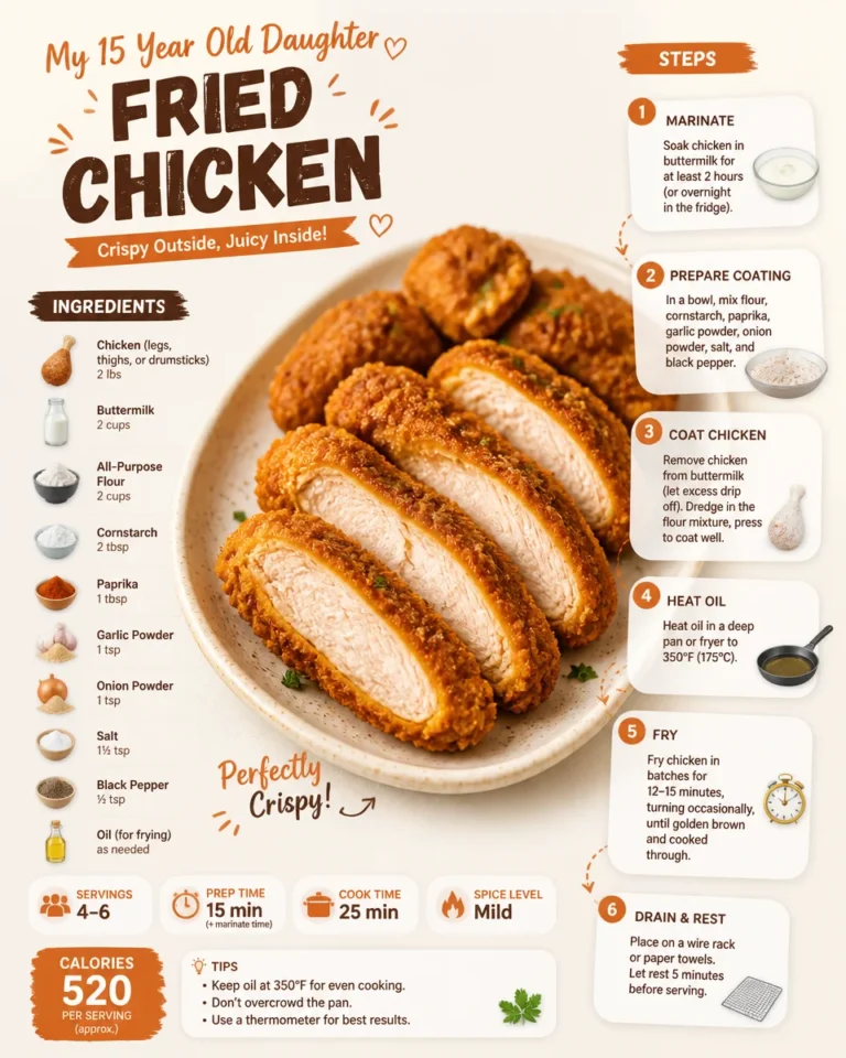 Delicious homemade fried chicken prepared by my 15-year-old daughter.