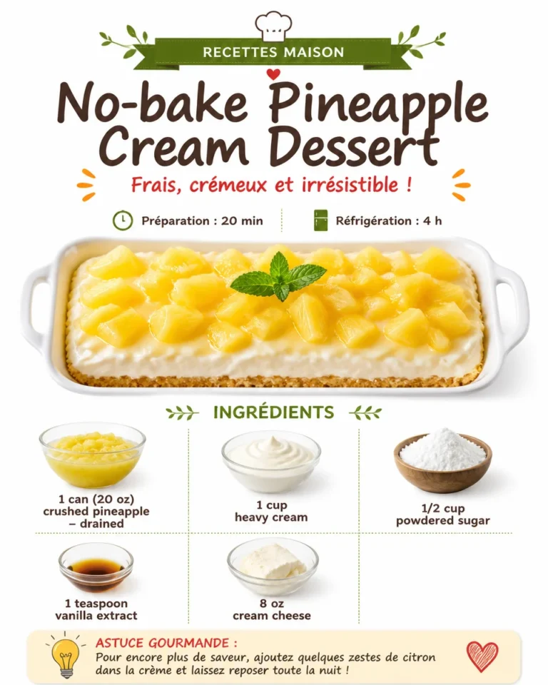 No-bake pineapple cream dessert ready to serve in a bowl.