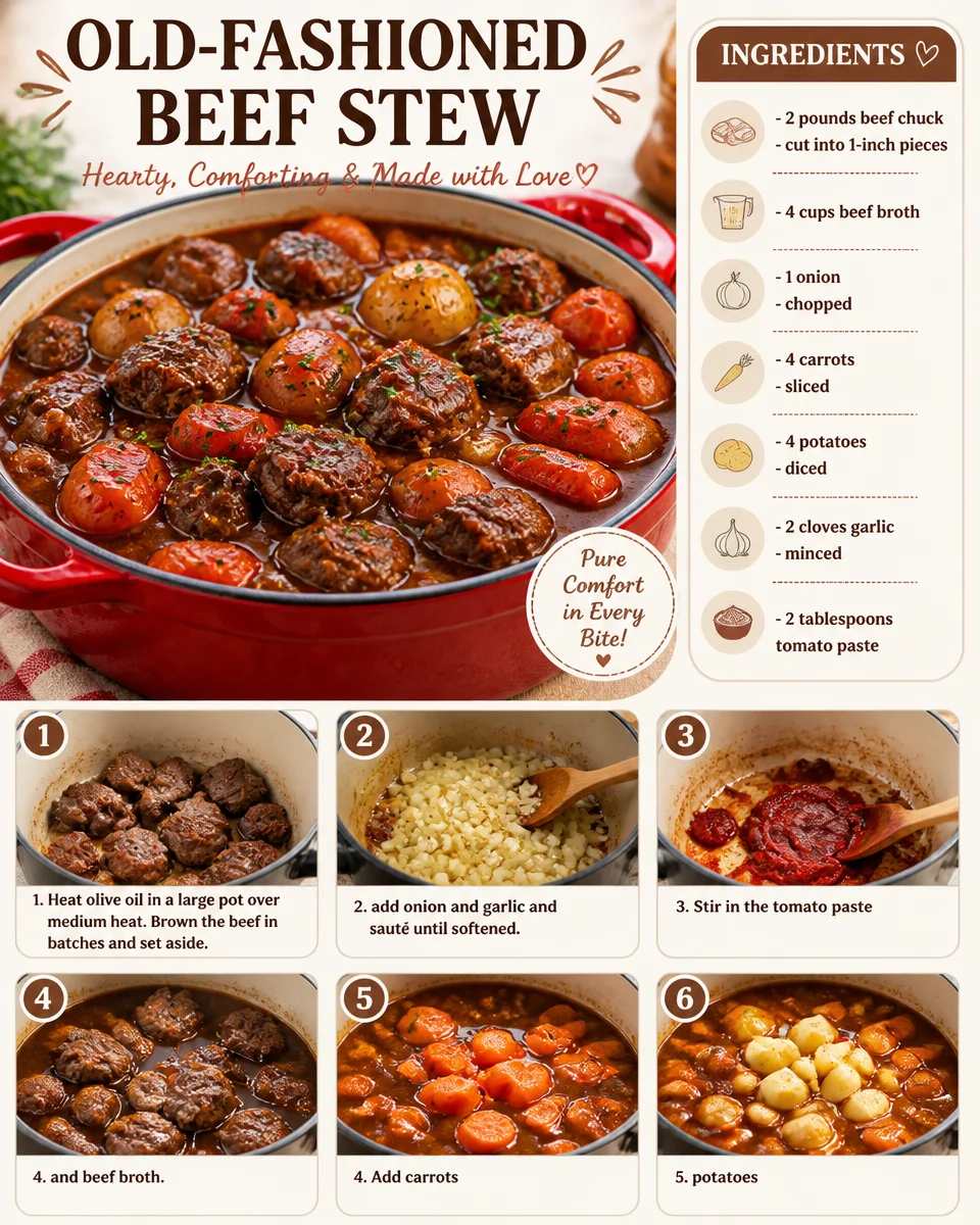 A bowl of old-fashioned beef stew with vegetables and tender meat