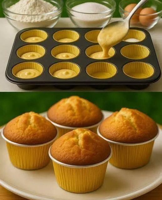 Deliciously frosted vanilla cupcakes with a perfect golden-brown top.